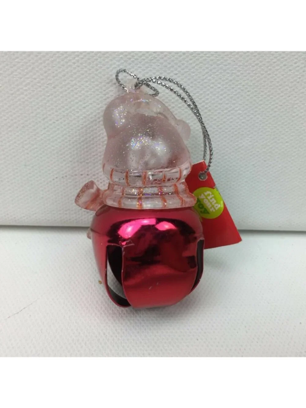 Holiday Bell Jingler Snowman Christmas Ornament Red Jingle Striped Scarf Hat
